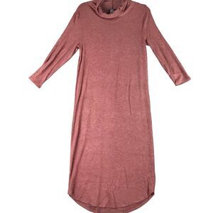 Bobeau Women’s Sweater Dress M Brick Red Cowl Neck Built-In Face Cover NWOT